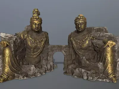 rock gate Low-poly 3D model