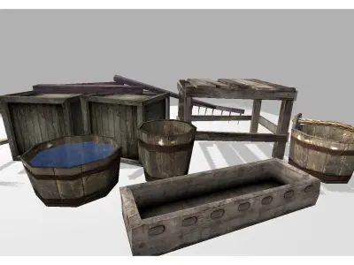 medieval props pack Low-poly 3D model