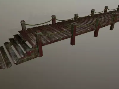 wooden pier  Low-poly 3D model
