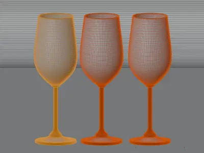 Elegant Wine Glass Trio Low-poly 3D model