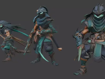 Fantasy Shadow Assassins LowPoly Low-poly 3D model