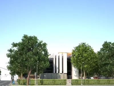 Town with suburb Low-poly 3D model