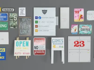 Essential Sign Kit  Low-poly 3D model