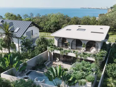 Exterior villa rendering Low-poly 3D model