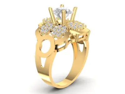 Cluster Diamond Engagement Ring  2011 3D print model