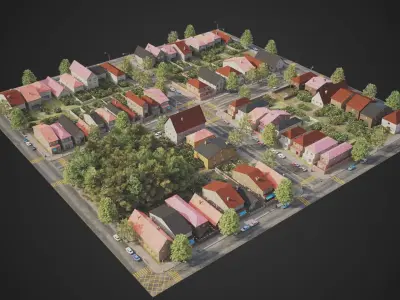 Realistic City District R1-R30 MAYA Low-poly 3D model