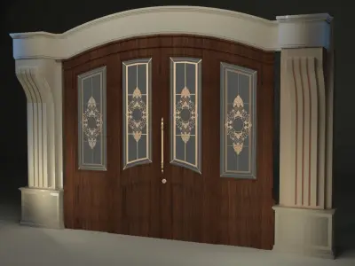 Wooden Classic Door-ENTRANCE Low-poly 3D model