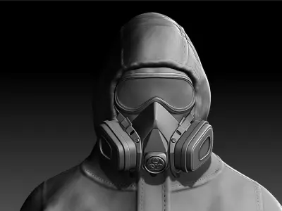 Man in Chemical Protection Suit  3D model