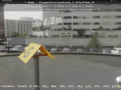 Flugmarkierungshaube mit Aluminiumpfosten 400x300mm 45 Low-poly 3D model