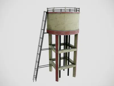 Overhead Water Storage Tank Low-poly 3D model