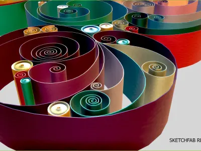 Paper Quilling Art Low-poly 3D model
