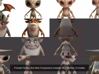 Friendly Fantasy And Alien Companions Creature 3D Collection 3D Model Pack
