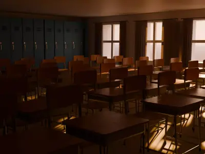 Classroom Interior 3D Model Low-poly 3D model