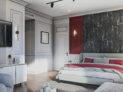 Hill House Interior Scene Bed Room Neoclassical Interior Design 3D model