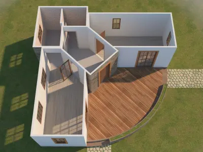 Prefabric House With Pergola 3D model