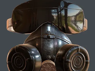 Gas mask helmet 3d model scifi Low-poly  Low-poly 3D model
