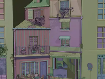 paris cafe Low-poly 3D model