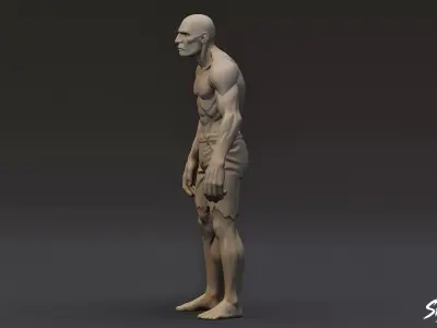 Zombie Statue Stand Pose Low-poly 3D model