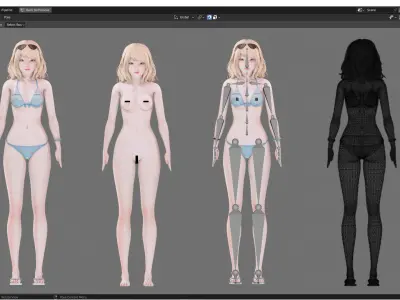 Bikini 0007 - UE5 - Unity - Blender - Animated Low-poly 3D model
