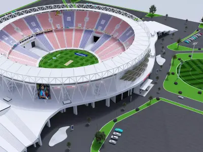 Cricket Stadium Low-poly 3D model