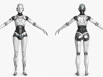 Cyborg Robot  Androgyne RIGGED Low-poly 3D model