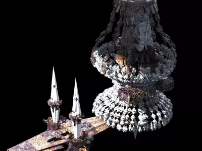 Alien planet mining station 2 3D model
