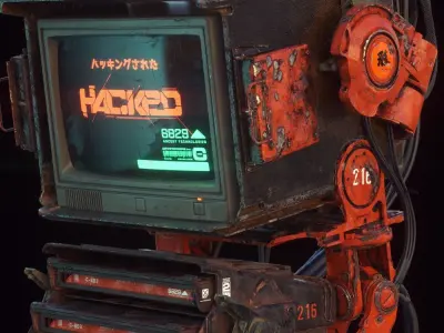 Cyberpunk Hacker Terminal V2 Low-poly 3D model