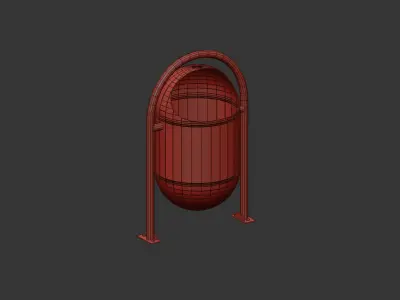 Architectural Park garbage can  Low-poly 3D model
