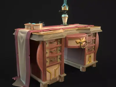Stylish Magician Alchemist Table Oil Lamp Low-poly 3D model