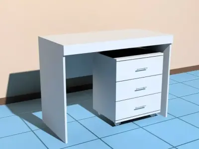 Office Table and Drawer 3D model