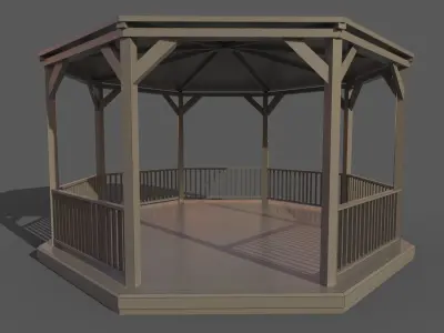 gazebo wooden Low-poly 3D model