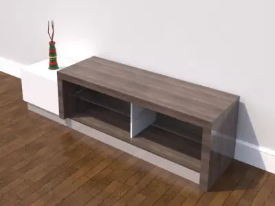 TV Stand-04 and Vase 3D model