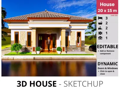 House 20x15m code 524 - Sketchup 3D model 3D model 3D model