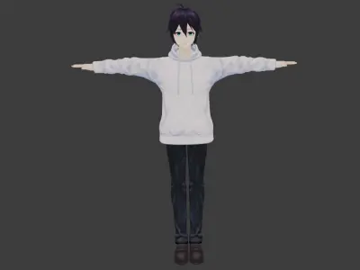 SciFi 3d anime kawaii boy character c22 Low-poly 3D model