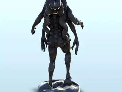 Four-handed alien with tentacules 3 - Future Sci-Fi SF Post apoc 3D print model