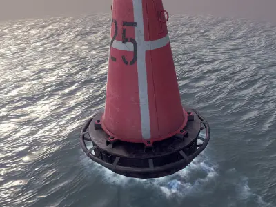 Buoy River RB-6-01 Right Danger Mark Low-poly 3D model