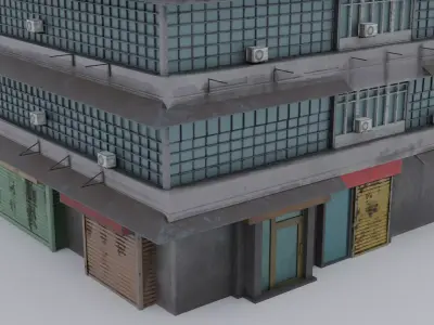 Street Building Free low-poly 3D model