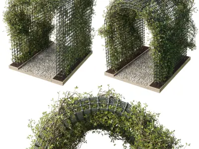 Ivy Plant Pergola - Outdoor Green Wall and Fence set 244 3D model