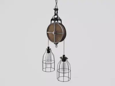 Industrial pulley lamp 3D model