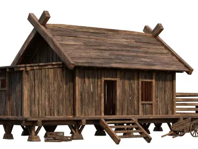 Old Building House 4K Textures GameReady 72 Low-poly 3D model