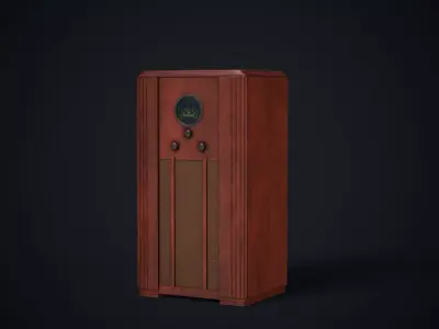 Old art deco floor radio Low-poly 3D model