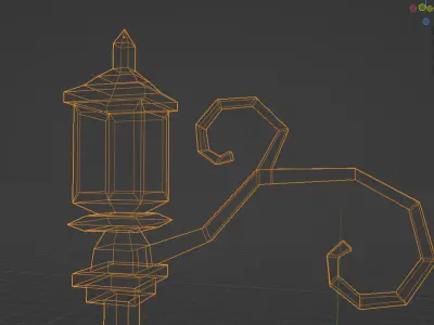 Gothic Style Lamppost Low-poly 3D model