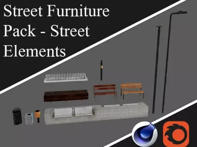 Street Furniture Pack Low-poly 3D model