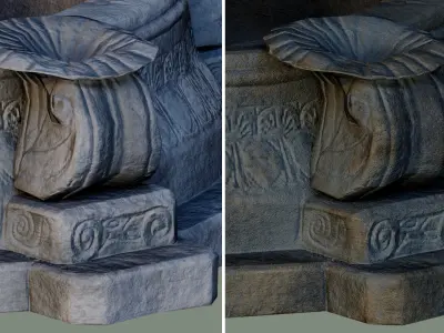 Outdoor Floor Water Fountain concrete waterfall Low-poly 3D model