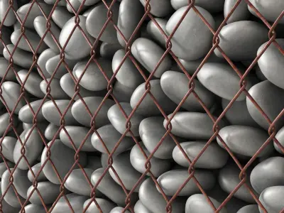 Gabion big gray pebble 3D model