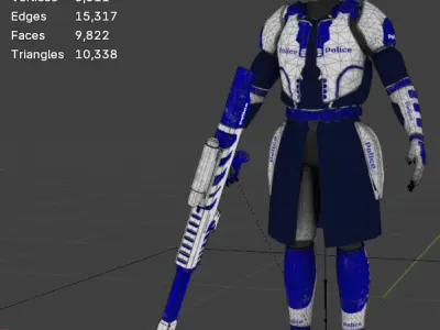 Futuristic Police Soldier 02 - Unity Asset Game Asset Low-poly 3D model