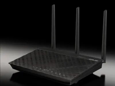 Asus RT-AC66U Dual-Band Wireless-AC1750 Gigabit router Low-poly 3D model