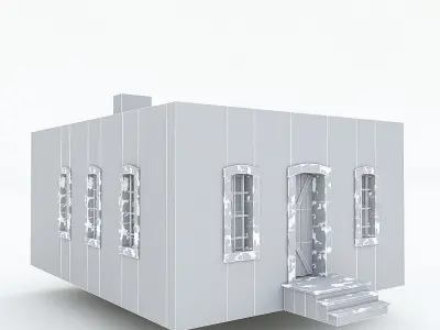 Old Stone Building nterior and Exterior 02 Low-poly 3D model