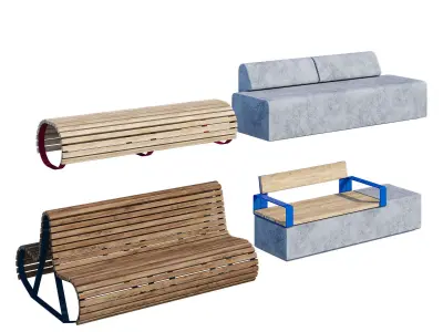 Linear benches 3D model