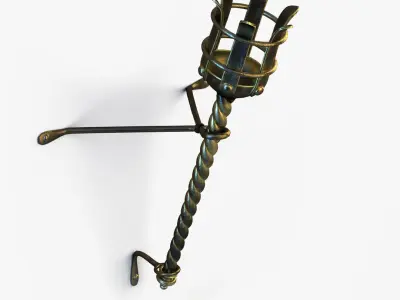 Medieval Torch Low-poly 3D model